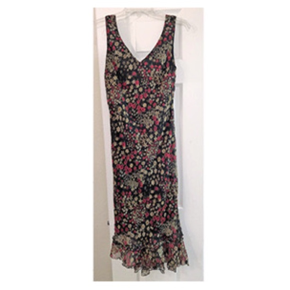 MIDI sleeveless black/red flowers